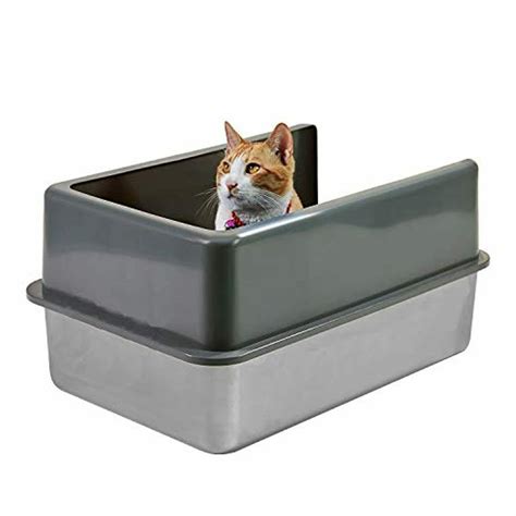 steel pan litter box|medium size cat litter box.